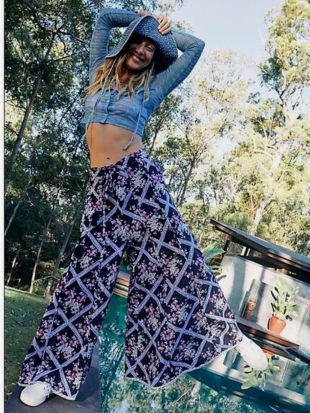 Free People Intimately Wide Leg Floral Lounge Pants - size XS